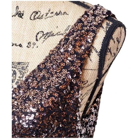 ONE LOVE CLOTHING Women's Regular Bronze Sequin Chiffon Dressy Tank Size Small - Picture 5 of 7